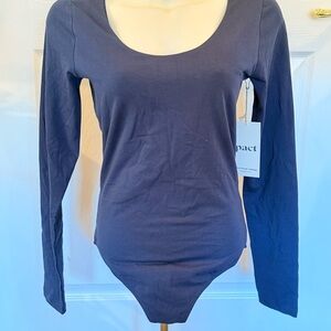 Pact Long-Sleeve Scoop Neck Bodysuit — Navy
